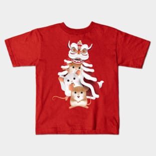 Year of the Rat - Chinese New Year - Dragon Dance Cute Rats Kids T-Shirt